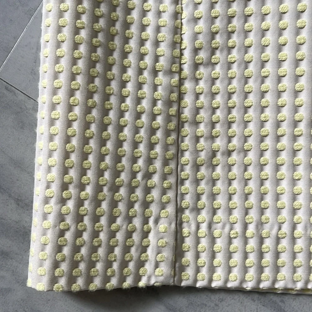 Loft  Mini skirt  Polkadots embroidered in yellow on cream background Lined Sz 4